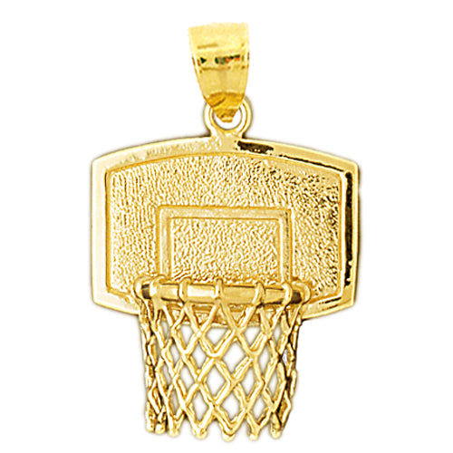 14K Gold 36MM Basketball Backboard Net Pendant