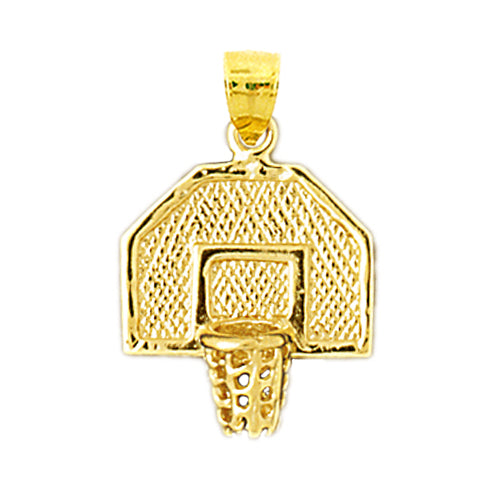 14K Gold Basketball Backboard Net Pendant