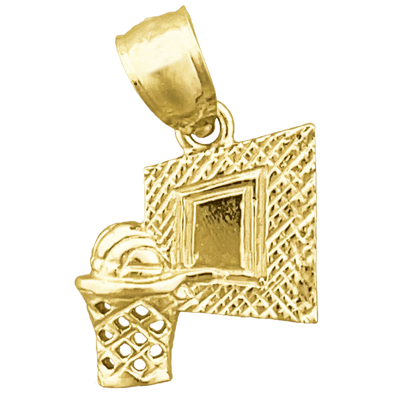 14K Gold Basketball In Basket Backboard Charm