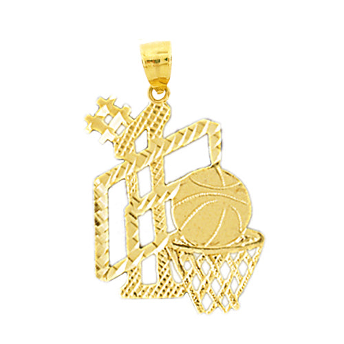 14K Gold #1 Basketball Pendant