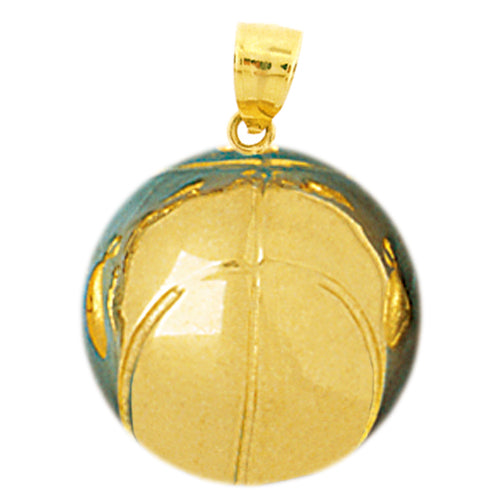 14K Gold 3D Basketball Pendant