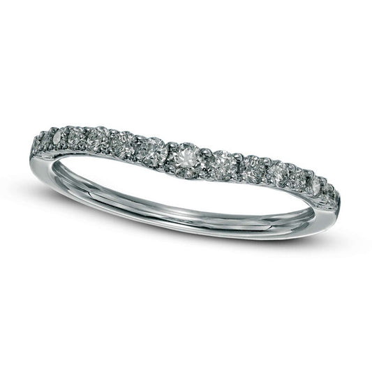 Previously Owned - 0.33 CT. T.W. Natural Diamond Contour Wedding Band in Solid 14K White Gold