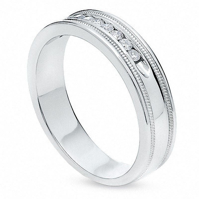 Previously Owned - Men's 0.25 CT. T.W. Natural Diamond Eleven Stone Ring in Solid 14K White Gold