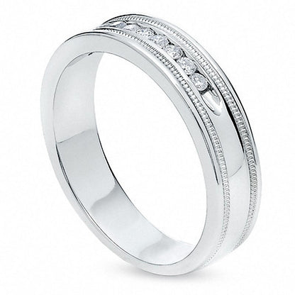 Previously Owned - Men's 0.25 CT. T.W. Natural Diamond Eleven Stone Ring in Solid 14K White Gold