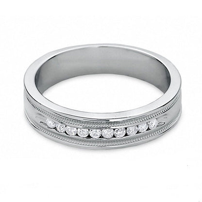 Previously Owned - Men's 0.25 CT. T.W. Natural Diamond Eleven Stone Ring in Solid 14K White Gold