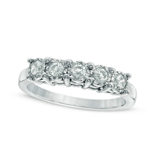 Previously Owned - 0.33 CT. T.W. Natural Diamond Five Stone Anniversary Band in Solid 10K White Gold