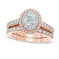 Previously Owned - 1.5 CT. T.W. Natural Diamond Double Frame Bridal Engagement Ring Set in Solid 14K Rose Gold