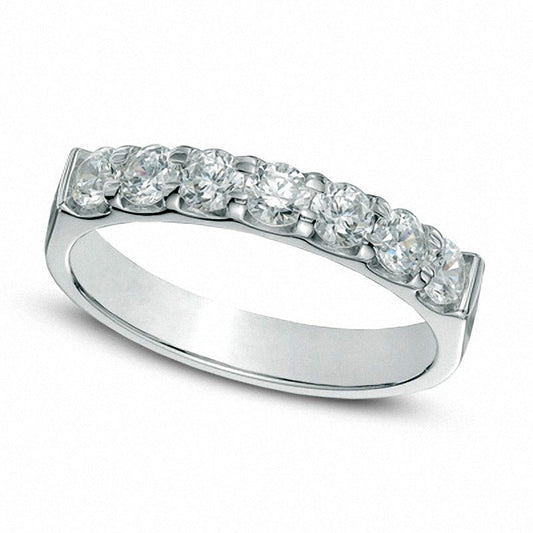 Previously Owned - 0.75 CT. T.W. Natural Diamond Seven Stone Anniversary Band in Solid 14K White Gold (I/SI2)