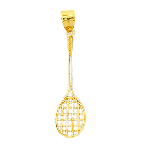 14K Gold Badminton Racquet Pendant