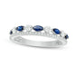 Previously Owned - Marquise Blue Sapphire and 0.33 CT. T.W. Natural Diamond Double Row Band in Solid 14K White Gold
