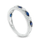 Previously Owned - Marquise Blue Sapphire and 0.33 CT. T.W. Natural Diamond Double Row Band in Solid 14K White Gold