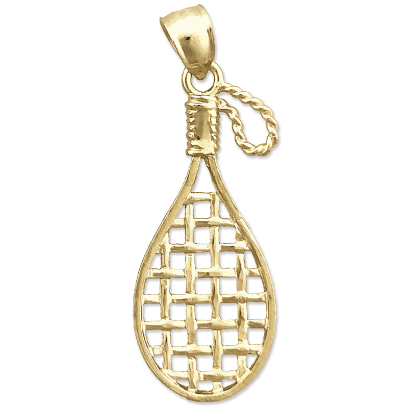 14K Gold 3D Racquetball Racquet Pendant