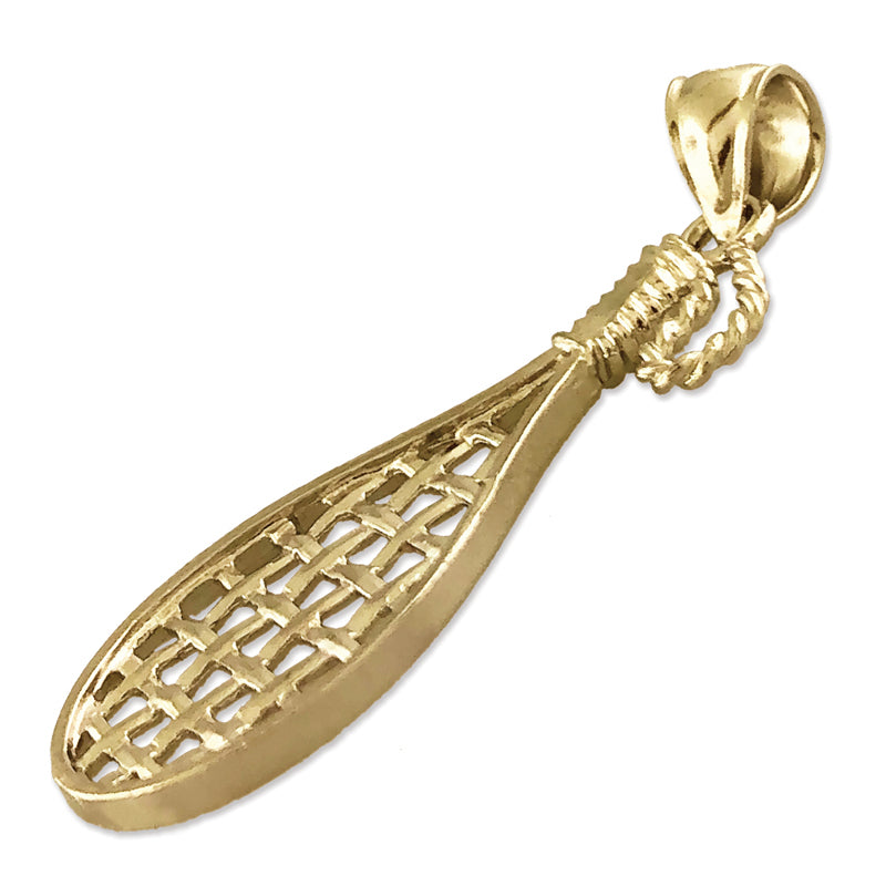 14K Gold 3D Racquetball Racquet Pendant
