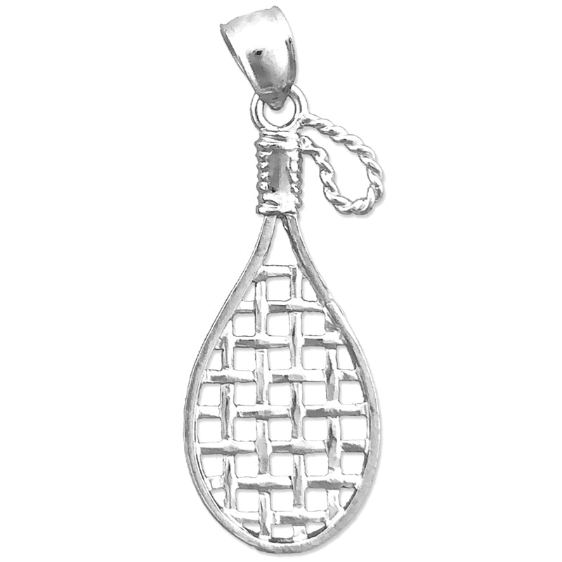 14K Gold 3D Racquetball Racquet Pendant