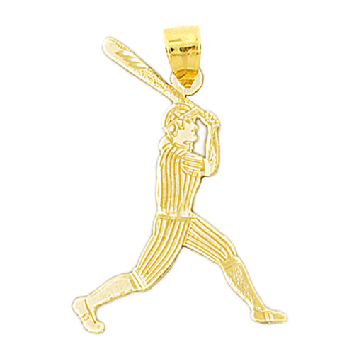 14K Gold Baseball Batter Striped Uniform Pendant