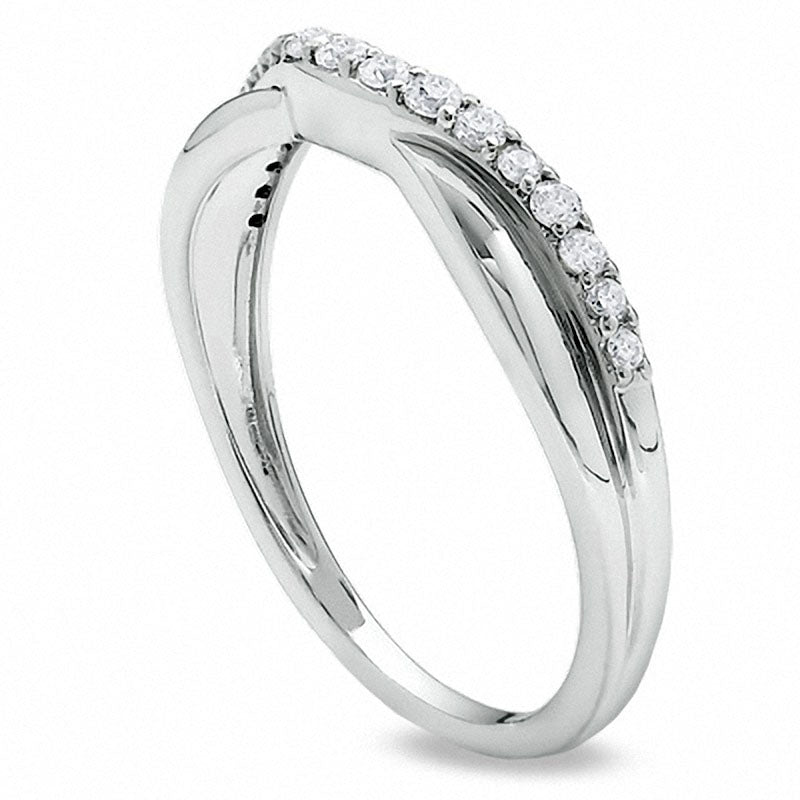Previously Owned - 0.33 CT. T.W. Natural Diamond Twist Contour Band in Solid 14K White Gold