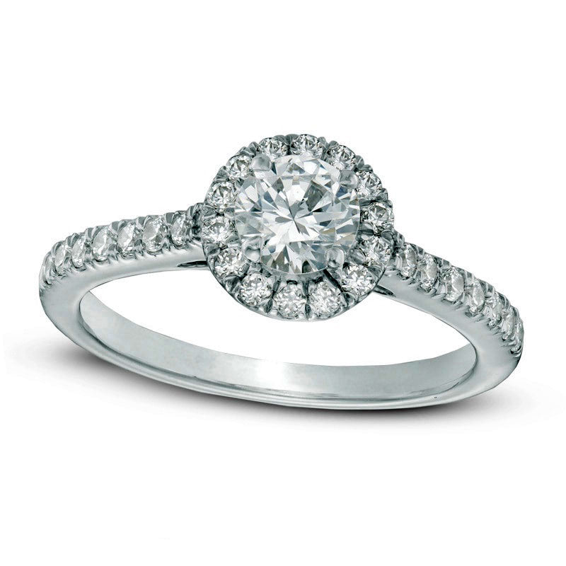 Previously Owned - Celebration Lux® 1.0 CT. T.W. Natural Diamond Frame Engagement Ring in Solid 18K White Gold (I/SI2)