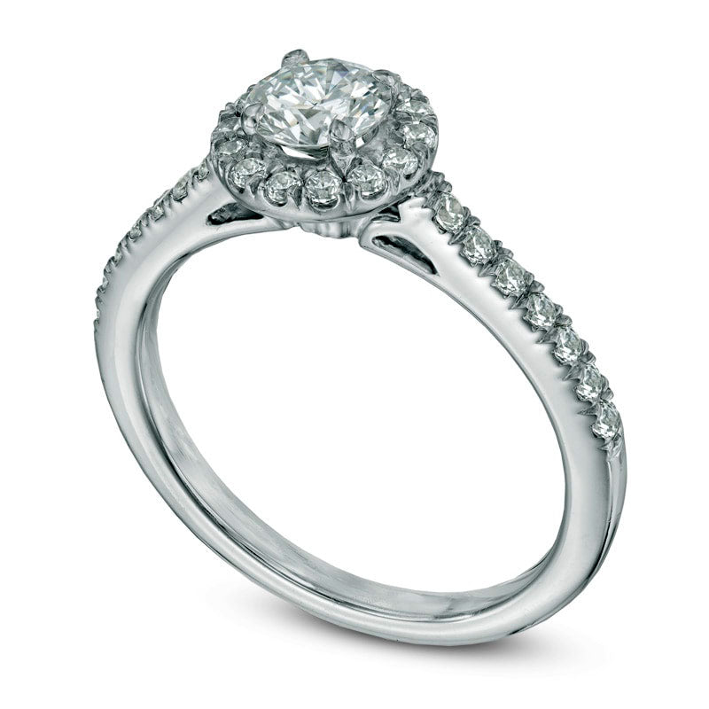 Previously Owned - Celebration Lux® 1.0 CT. T.W. Natural Diamond Frame Engagement Ring in Solid 18K White Gold (I/SI2)