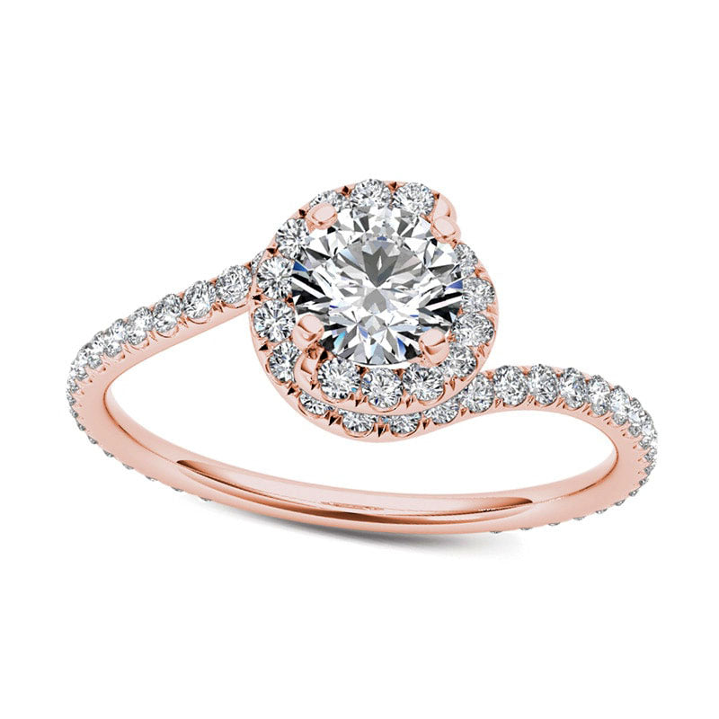 Previously Owned - 1.0 CT. T.W. Natural Diamond Bypass Swirl Engagement Ring in Solid 14K Rose Gold