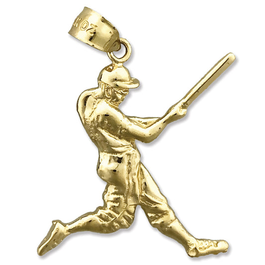 14K Gold Baseball Batter Swinging Pendant