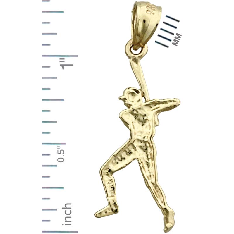 14K Gold Baseball Player Pendant