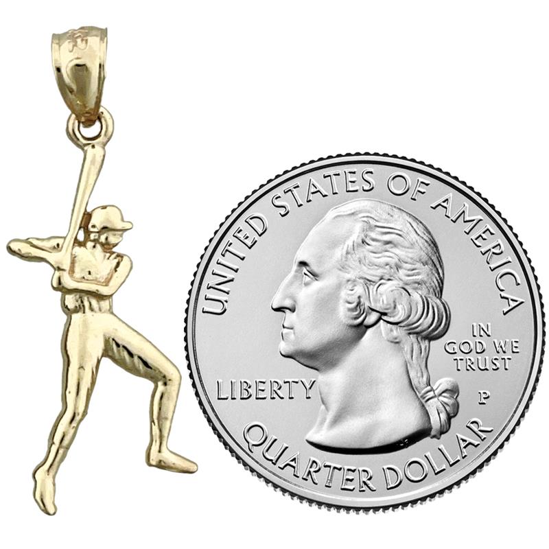 14K Gold Baseball Player Pendant