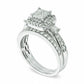 Previously Owned - 1.0 CT. T.W. Quad Princess-Cut Natural Diamond Bridal Engagement Ring Set in Solid 10K White Gold
