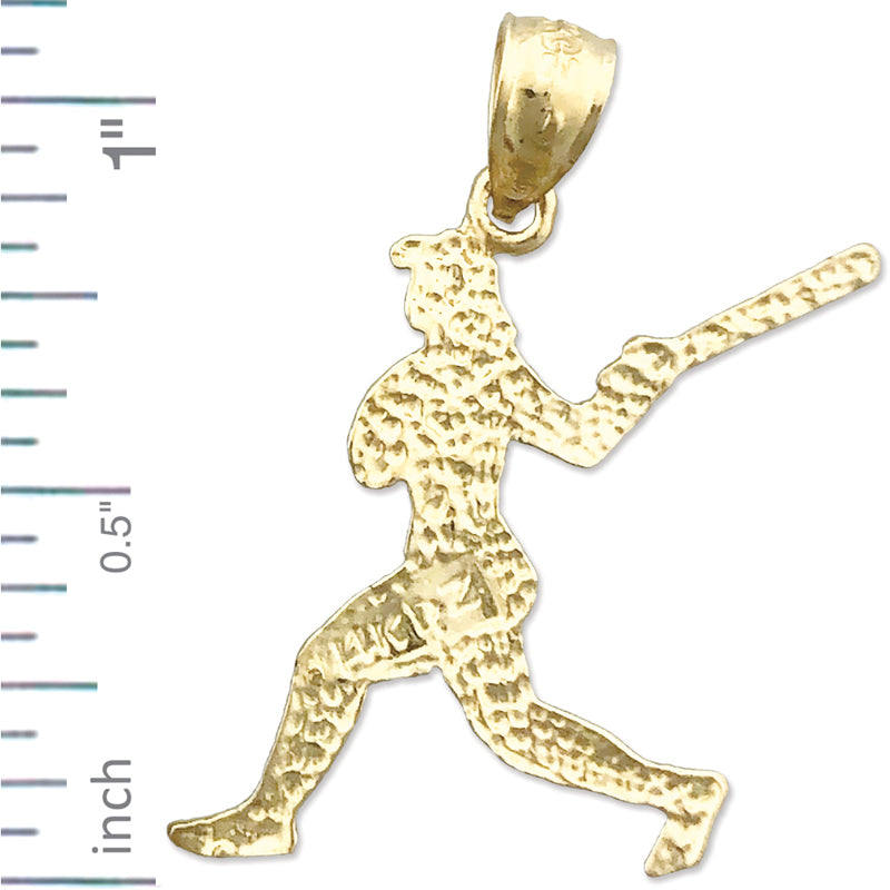 14K Gold Softball Batter Pendant