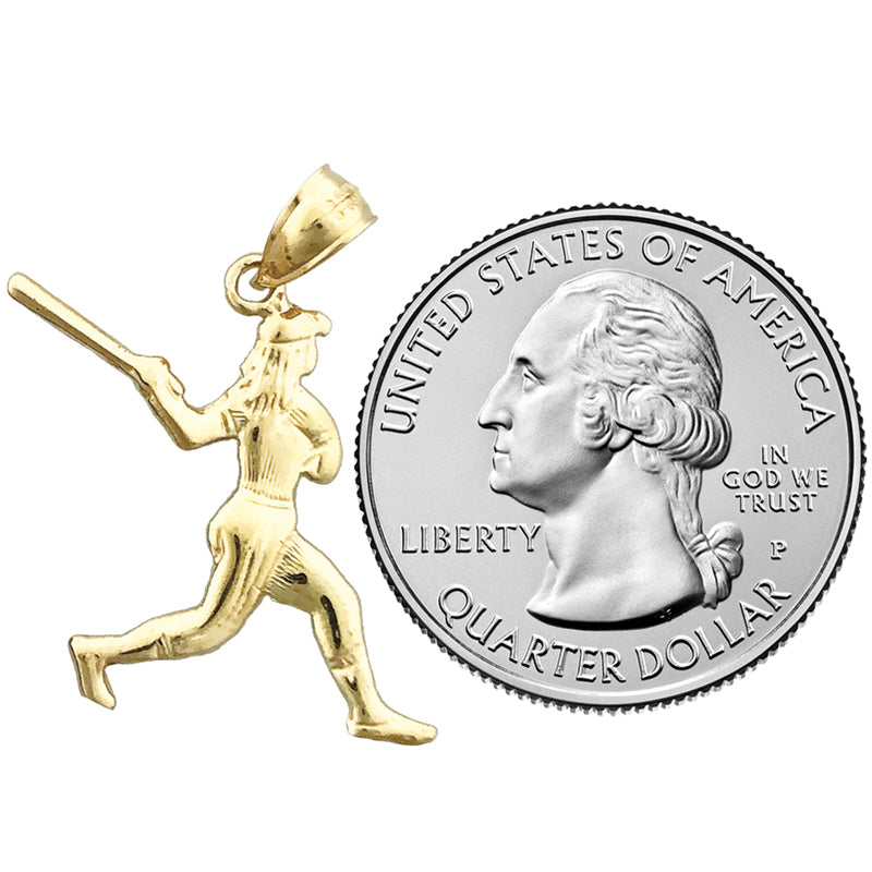 14K Gold Softball Batter Pendant