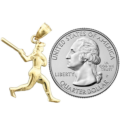 14K Gold Softball Batter Pendant