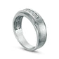 Previously Owned - Men's 0.05 CT. T.W. Natural Diamond Five Stone Satin Wedding Band in Solid 10K White Gold