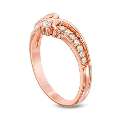 Previously Owned - 0.20 CT. T.W. Natural Diamond Crown Contour Wedding Band in Solid 14K Rose Gold