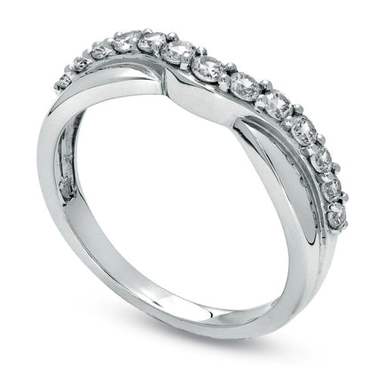 Previously Owned - 0.50 CT. T.W. Natural Diamond Twist Contour Band in Solid 14K White Gold