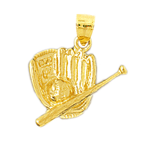 14K Gold Baseball Mitt and Bat Charm