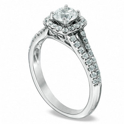 Previously Owned - Celebration Fire™ 1.0 CT. T.W. Natural Diamond Split Shank Engagement Ring in Solid 14K White Gold (H-I/SI1-SI2)