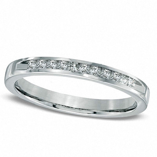 Previously Owned - 0.25 CT. T.W. Princess-Cut Natural Diamond Wedding Band in Solid 14K White Gold