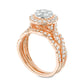 Previously Owned - 1.0 CT. T.W. Composite Natural Diamond Frame Twist Bridal Engagement Ring Set in Solid 14K Rose Gold