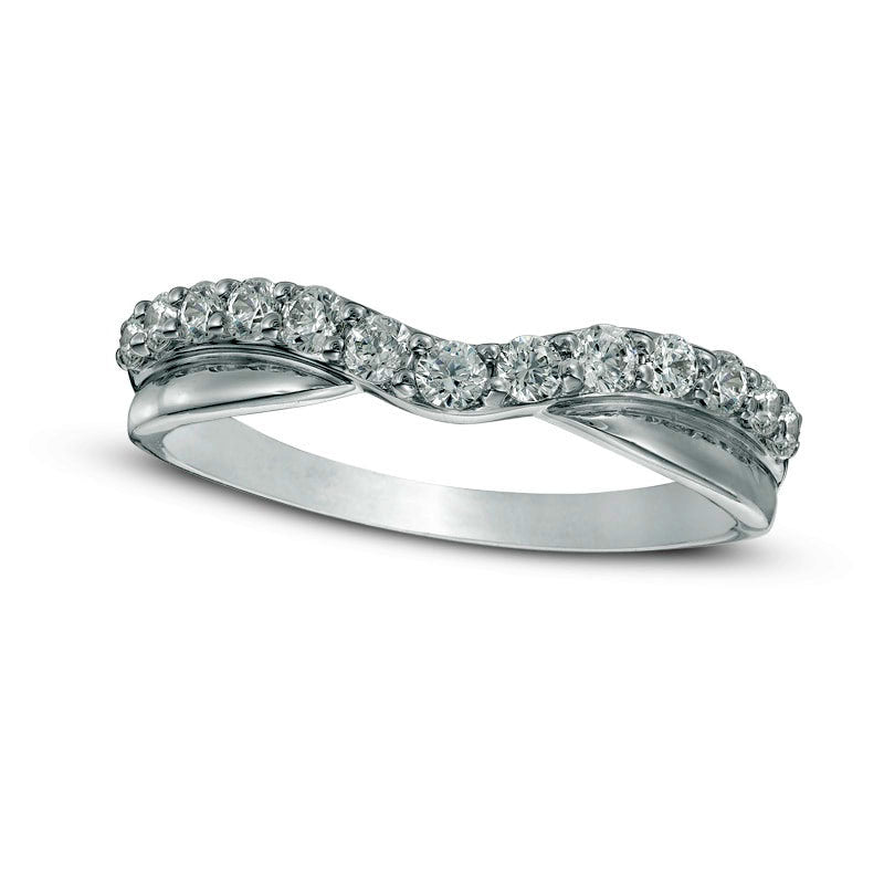 Previously Owned - 0.38 CT. T.W. Natural Diamond Twist Contour Anniversary Band in Solid 14K White Gold