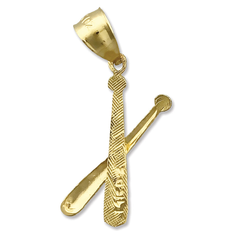 14K Gold Crossing Baseball Bats Charm
