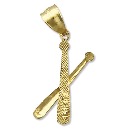 14K Gold Crossing Baseball Bats Charm
