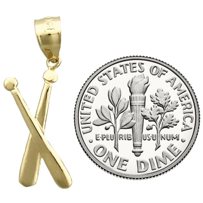 14K Gold Crossing Baseball Bats Charm