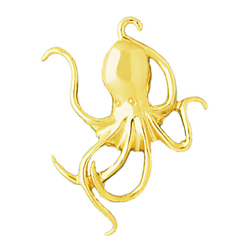 14K Gold 38MM Cephalopod Octopus Pendant