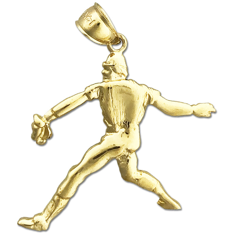 14K Gold Baseball Pitcher Pendant