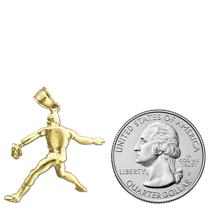 14K Gold Baseball Pitcher Pendant