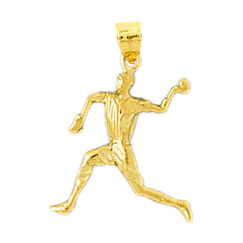 14K Gold 20MM Baseball Pitcher Pendant