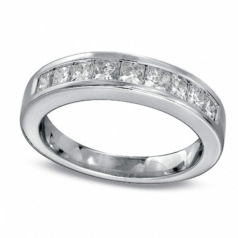 Previously Owned - 3.0 CT. T.W. Quad Square-Cut Natural Diamond Bridal Engagement Ring Set in Solid 14K White Gold