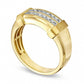 Previously Owned - Men's 0.20 CT. T.W. Natural Diamond Double Row Wedding Band in Solid 10K Yellow Gold
