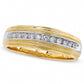 Previously Owned - Men's 0.25 CT. T.W. Natural Diamond Channel Milgrain Band in Solid 14K Two-Tone Gold