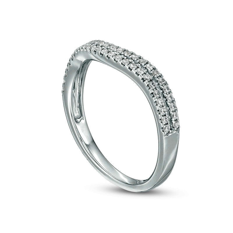 Previously Owned - 0.25 CT. T.W. Natural Diamond Double Contour Anniversary Band in Solid 10K White Gold