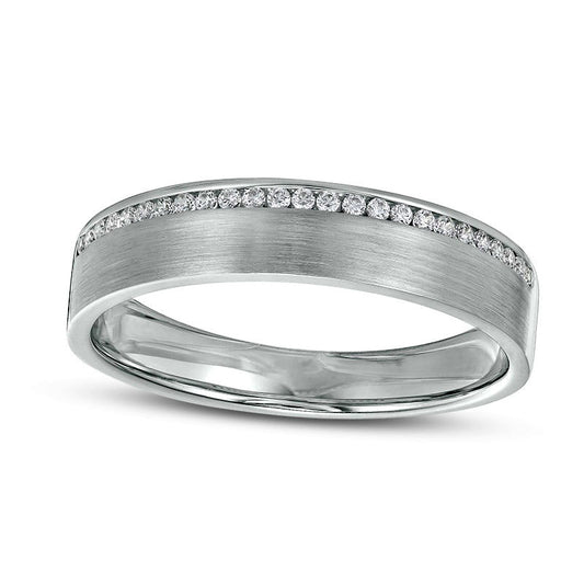 Previously Owned - Men's 0.13 CT. T.W. Natural Diamond Channel-Set Wedding Band in Solid 10K White Gold